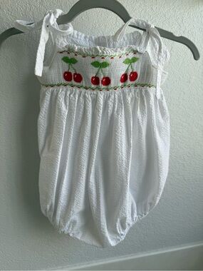 Velani Classics Cherry Smocked Bubble Romper | 18M